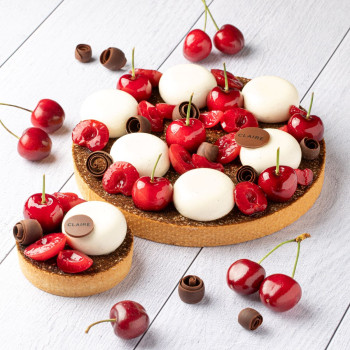 Tarte aux cerises et chocolat